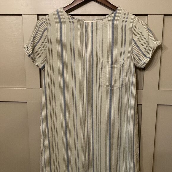 CLOTH & Stone Anthropologie Linen Blend Striped Shirt Dress Button Back Size XS - Picture 7 of 14